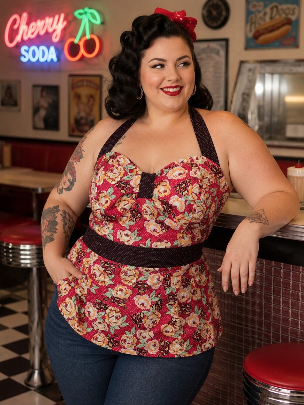 Torrid Floral Rockabilly Halter Top Size 2 (2X) | Pin Up Peplum Top | Retro Rose